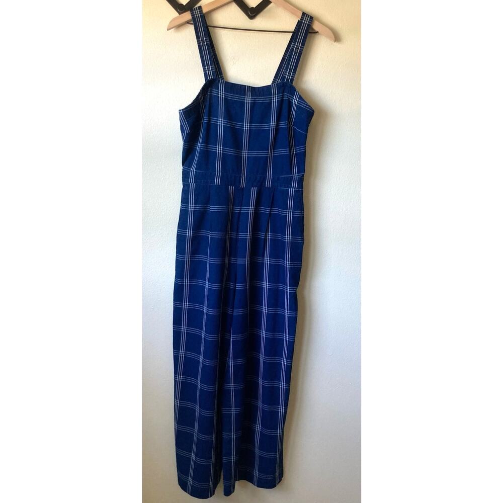 J. Crew Windowpane Cross-Back Jumper Size 2 in Blue & White Cottage Core - Picture 4 of 15